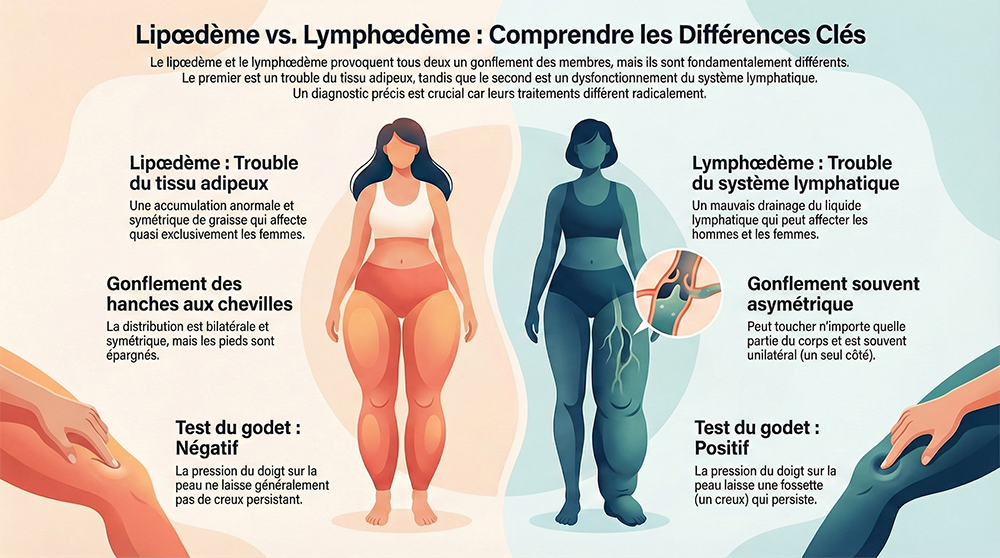 Infographie Lipœdème Vs. Lymphœdème